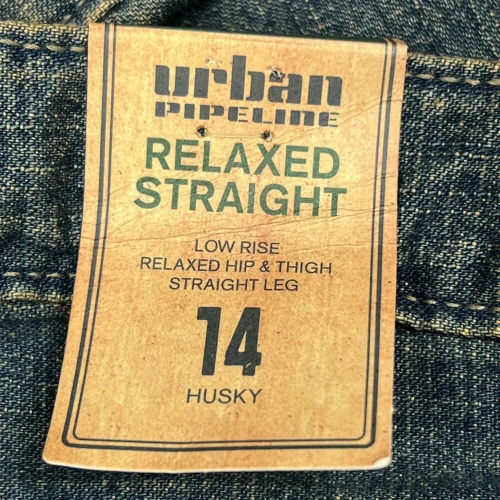 Urban Pipeline Jeans‎ Boys Sz 14 Husky Adjustable Relaxed Hip Thigh Straight Leg